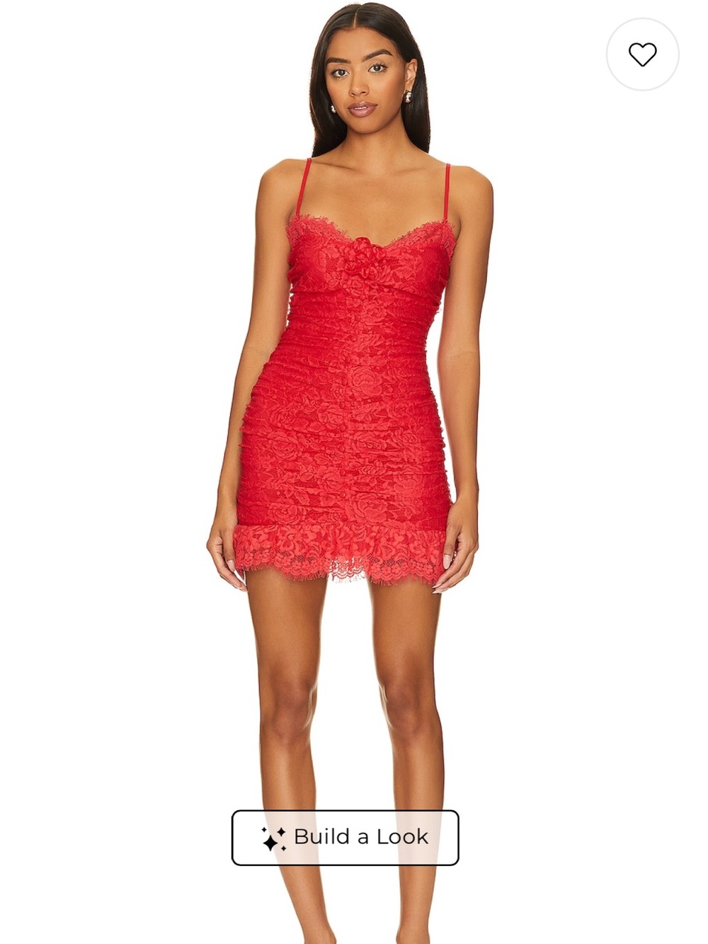 For Love & Lemons Red Lace Spaghetti Strap Mini Della Dress Size Medium